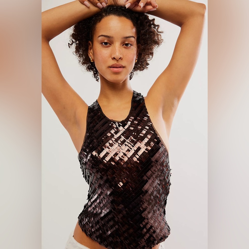 78. $68 NWOT Free People Black Disco Fever Tank